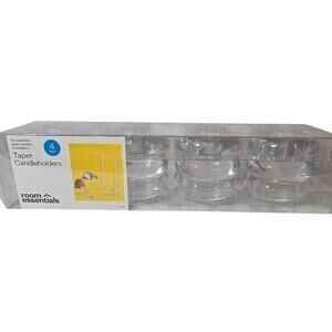 4-pk Bubble Glass Taper Candle Holders – Clear – Modern Sculptural Design